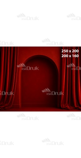 Tło fotograficzne artystyczne – czerwony łuk z aksamitnymi zasłonami | 3698